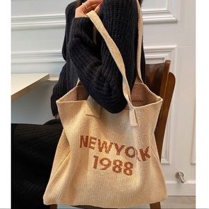 Eye catching Beige Crochet Tote Bag